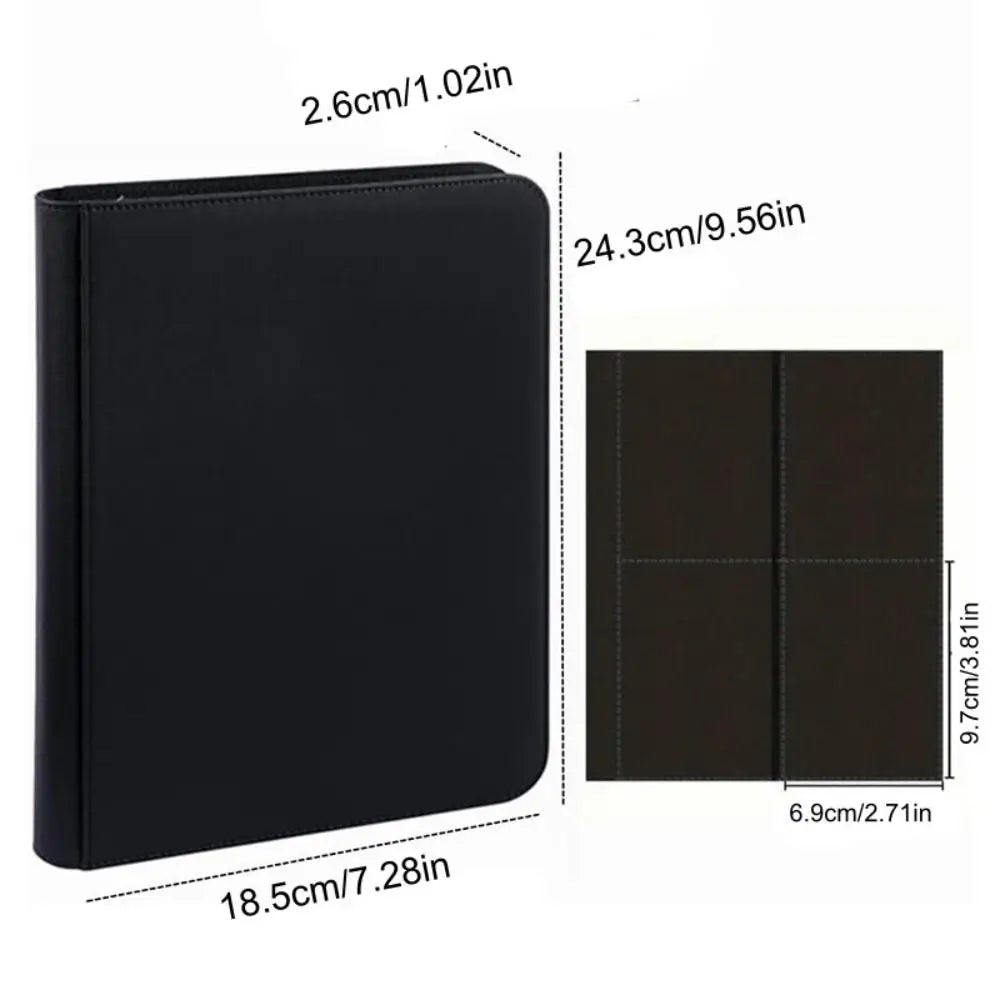 4 Pocket Card Binder Zip Style with 160 Card Slot and Side-Loading Cards